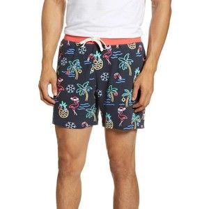 Chubbies Waffle Lounge Shorts Men Small Black Pink Candy Cane Lanes Casual